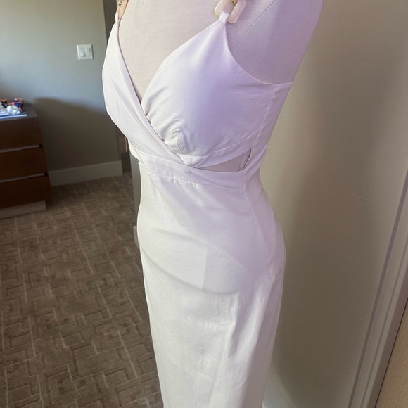 Sienna Sky Strapless Ivory Midi Dress with Side Cutout - Picture 10 of 11